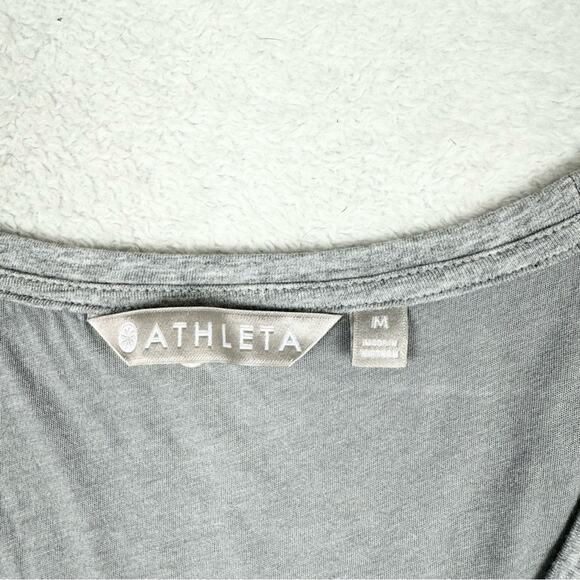 ATHLETA Central Stripe Ruched Mini Dress Short Sleeve Striped Athleisure Size M - Picture 6 of 12